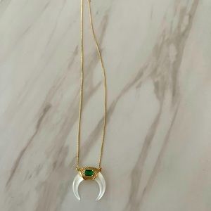 Lili Clasp - emerald gold half moon necklace